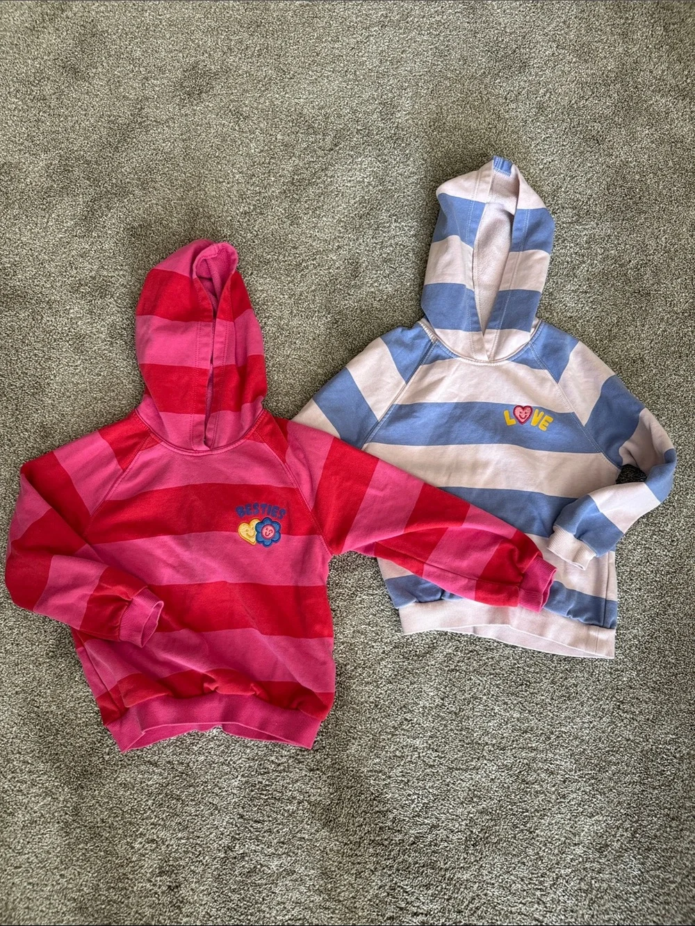 Old Navy Striped Hoodies - Pink & Red and Blue & Cream